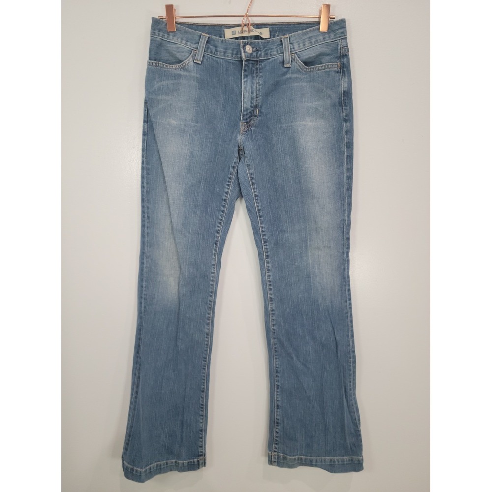 Y2K GAP Long Lean Jeans Women's Medium Wash Stretch Bootcut Denim Pants Size 8